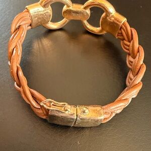 Bundle for 051766 ONLY Braided Leather Bracelet with Gold Accents